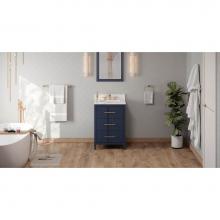 Jeffrey Alexander VKITKAT24BLCQR - 24'' Hale Blue Katara Vanity, Calacatta Vienna Quartz Vanity Top, Undermount Rectangle B