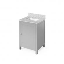 Jeffrey Alexander VKITAST24GRWCR - 24'' Grey Astoria Vanity, White Carrara Marble Vanity Top, undermount rectangle bowl