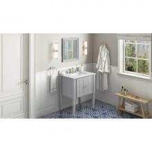 Jeffrey Alexander VKITJEN30GRWCR - 30'' Grey Jensen Vanity, White Carrara Marble Vanity Top, undermount rectangle bowl