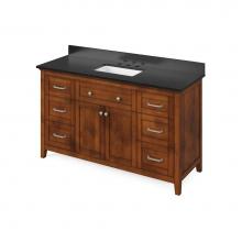 Jeffrey Alexander VKITCHA60SCHBGR - 60'' Chocolate Chatham Vanity, Black Granite Vanity Top, undermount rectangle bowl