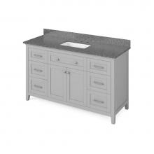 Jeffrey Alexander VKITCHA60SGRBOR - 60'' Grey Chatham Vanity, Boulder Cultured Marble Vanity Top, undermount rectangle bowl