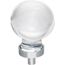 Jeffrey Alexander G130L-PC - 1-3/8'' Diameter Polished Chrome Sphere Glass Harlow Cabinet Knob