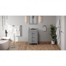 Jeffrey Alexander VKITKAT24GRSGR - 24'' Grey Katara Vanity, Steel Grey Cultured Marble Vanity Top, Undermount Rectangle Bow