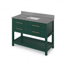 Jeffrey Alexander VKITWAV48GNSGR - 48'' Forest Green Wavecrest Vanity, Steel Grey Cultured Marble Vanity Top, undermount re