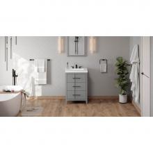 Jeffrey Alexander VKITKAT24GRLAR - 24'' Grey Katara Vanity, Lavante Cultured Marble Vessel Vanity Top, Integrated Rectangle