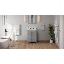 Jeffrey Alexander VKITKAT24GRCQR - 24'' Grey Katara Vanity, Calacatta Vienna Quartz Vanity Top, Undermount Rectangle Bowl