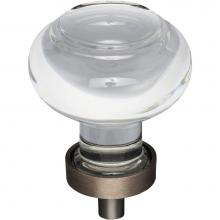 Jeffrey Alexander G120DBAC - 1-7/16'' Diameter Brushed Oil Rubbed Bronze Button Glass Harlow Cabinet Knob