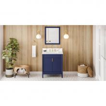 Jeffrey Alexander VKITTHE30BLCQR - 30'' Hale Blue Theodora Vanity, Calacatta Vienna Quartz Vanity Top, Undermount Rectangle