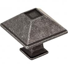 Jeffrey Alexander 602S-SIM - 1-1/4'' Overall Length Distressed Antique Silver Square Tahoe Cabinet Knob