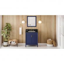 Jeffrey Alexander VKITTHE30BLBGR - 30'' Hale Blue Theodora Vanity, Black Granite Vanity Top, Undermount Rectangle Bowl