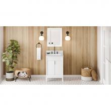 Jeffrey Alexander VKITTHE24WHWCR - 24'' White Theodora Vanity, White Carrara Marble Vanity Top, Undermount Rectangle Bowl