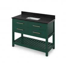 Jeffrey Alexander VKITWAV48GNBGR - 48'' Forest Green Wavecrest Vanity, Black Granite Vanity Top, undermount rectangle bowl