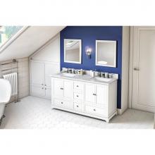 Jeffrey Alexander VKITADD60WHWCR - 60'' White Addington Vanity, double bowl, White Carrara Marble Vanity Top, two undermoun