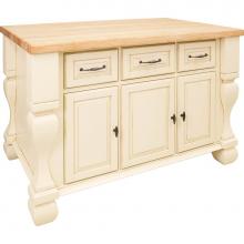 Jeffrey Alexander ISL01-AWH - 52-5/8'' Antique White Tuscan Furniture Style Kitchen Island