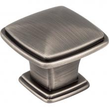 Jeffrey Alexander 1091BNBDL - 1-3/16'' Overall Length Brushed Pewter Square Milan 1 Cabinet Knob