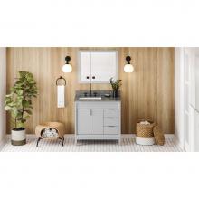 Jeffrey Alexander VKITTHE36GRBOR - 36'' Grey Theodora Vanity, Left Offset, Boulder Vanity Cultured Marble Vanity Top, Under