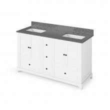 Jeffrey Alexander VKITADD60WHBOR - 60'' White Addington Vanity, double bowl, Boulder Cultured Marble Vanity Top, two underm