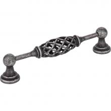 Jeffrey Alexander 749-128B-SIM - 128 mm Center-to-Center Distressed Antique Silver Birdcage Tuscany Cabinet Pull