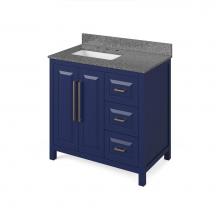 Jeffrey Alexander VKITCAD36BLBOR - 36'' Hale Blue Cade Vanity, left offset, Boulder Vanity Cultured Marble Vanity Top, unde