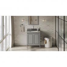 Jeffrey Alexander VKITPER30GRSGR - 30'' Grey Percival Vanity, Steel Grey Cultured Marble Vanity Top, Undermount Rectangle B