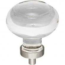 Jeffrey Alexander G120L-SN - 1-3/4'' Diameter Satin Nickel Button Glass Harlow Cabinet Knob