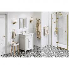 Jeffrey Alexander VKITDOU24WHWCR - 24'' White Douglas Vanity, White Carrara Marble Vanity Top, undermount rectangle bowl