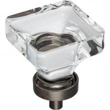 Jeffrey Alexander G140L-DBAC - 1-3/8'' Overall Length Brushed Oil Rubbed Bronze Square Glass Harlow Cabinet Knob