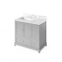 Jeffrey Alexander VKITADD36GRCQR - 36'' Grey Addington Vanity, left offset, Calacatta Vienna Quartz Vanity Top, undermount