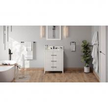 Jeffrey Alexander VKITKAT30WHCQR - 30'' White Katara Vanity, Calacatta Vienna Quartz Vanity Top, Undermount Rectangle Bowl