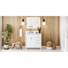 Jeffrey Alexander VKITTHE36WHCQR - 36'' White Theodora Vanity, Left Offset, Calacatta Vienna Quartz Vanity Top, Undermount