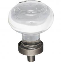 Jeffrey Alexander G120BNBDL - 1-7/16'' Diameter Brushed Pewter Button Glass Harlow Cabinet Knob