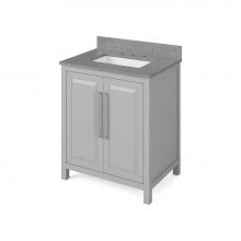 Jeffrey Alexander VKITCAD30GRSGR - 30'' Grey Cade Vanity, Steel Grey Cultured Marble Vanity Top, undermount rectangle bowl