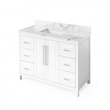 Jeffrey Alexander VKITCAD48WHCQR - 48'' White Cade Vanity, Calacatta Vienna Quartz Vanity Top, undermount rectangle bowl