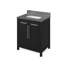 Jeffrey Alexander VKITCAD30BKBOR - 30'' Black Cade Vanity, Boulder Cultured Marble Vanity Top, undermount rectangle bowl