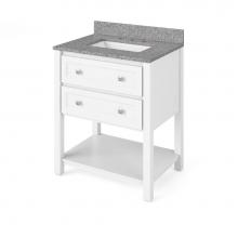 Jeffrey Alexander VKITADL30WHBOR - 30'' White Adler Vanity, Boulder Cultured Marble Vanity Top, undermount rectangle bowl