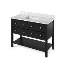 Jeffrey Alexander VKITADL48BKWCR - 48'' Black Adler Vanity, White Carrara Marble Vanity Top, undermount rectangle bowl