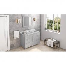 Jeffrey Alexander VKITCAD48GRWCR - 48'' Grey Cade Vanity, White Carrara Marble Vanity Top, undermount rectangle bowl