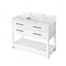 Jeffrey Alexander VKITWAV48WHCQR - 48'' White Wavecrest Vanity, Calacatta Vienna Quartz Vanity Top, undermount rectangle bo