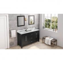 Jeffrey Alexander VN2CAD-60-BK-NT - 60'' Black Cade Vanity, double bowl