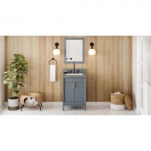 Jeffrey Alexander VKITTHE24BSBOR - 24'' Blue Steel Theodora Vanity, Boulder Cultured Marble Vanity Top, Undermount Rectangl