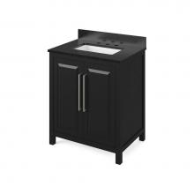 Jeffrey Alexander VKITCAD30BKBGR - 30'' Black Cade Vanity, Black Granite Vanity Top, undermount rectangle bowl