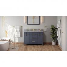 Jeffrey Alexander VKITKAT48BSSGR - 48'' Blue Steel Katara Vanity, Steel Grey Cultured Marble Vanity Top, Undermount Rectang