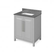 Jeffrey Alexander VKITCAD30GRBOR - 30'' Grey Cade Vanity, Boulder Cultured Marble Vanity Top, undermount rectangle bowl
