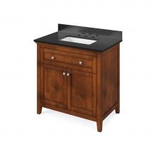 Jeffrey Alexander VKITCHA36CHBGR - 36'' Chocolate Chatham Vanity, Black Granite Vanity Top, undermount rectangle bowl