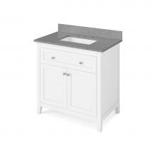 Jeffrey Alexander VKITCHA36WHSGR - 36'' White Chatham Vanity, Steel Grey Cultured Marble Vanity Top, undermount rectangle b