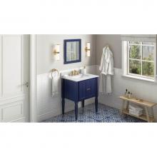 Jeffrey Alexander VKITJEN30BLWCR - 30'' Hale Blue Jensen Vanity, White Carrara Marble Vanity Top, undermount rectangle bowl