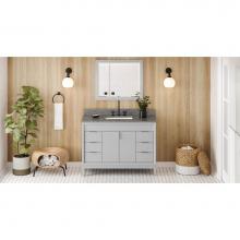 Jeffrey Alexander VKITTHE48GRBOR - 48'' Grey Theodora Vanity, Boulder Cultured Marble Vanity Top, Undermount Rectangle Bowl