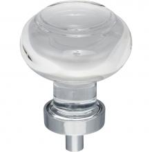 Jeffrey Alexander G120PC - 1-7/16'' Diameter Polished Chrome Button Glass Harlow Cabinet Knob