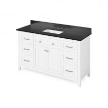 Jeffrey Alexander VKITCHA60SWHBGR - 60'' White Chatham Vanity, Black Granite Vanity Top, undermount rectangle bowl