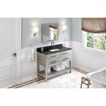 Jeffrey Alexander VKITWAV48WGBGR - 48'' Weathered Grey Wavecrest Vanity, Black Granite Vanity Top, Undermount Rectangle Bow